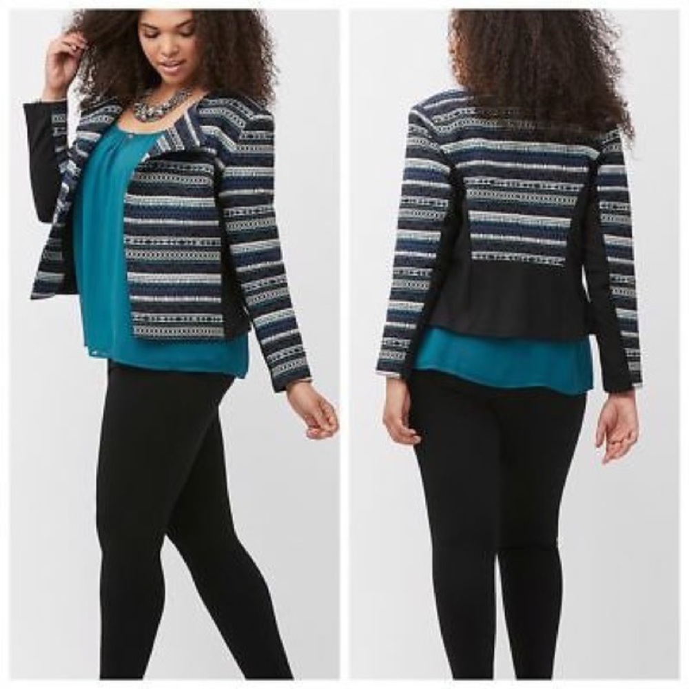 NWT Lane Bryant Aztec Jacquard Moto Jacket